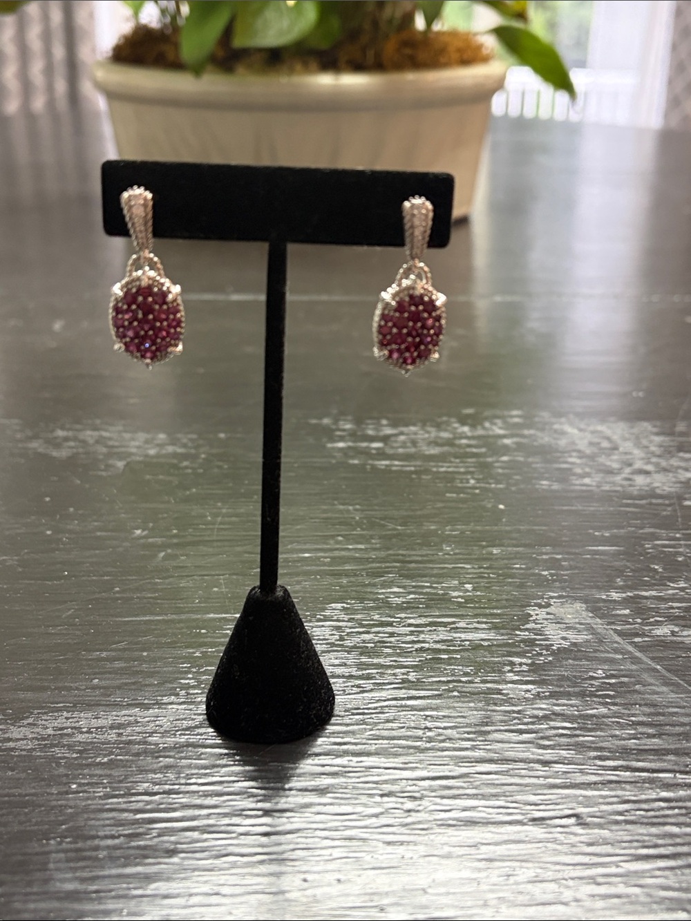 Judith Ripka Pink Pavé Drop Earrings in Silver Tone